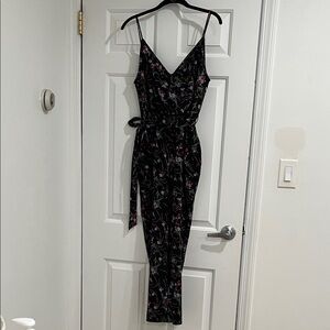 Lulu's Black Floral Jumpsuit